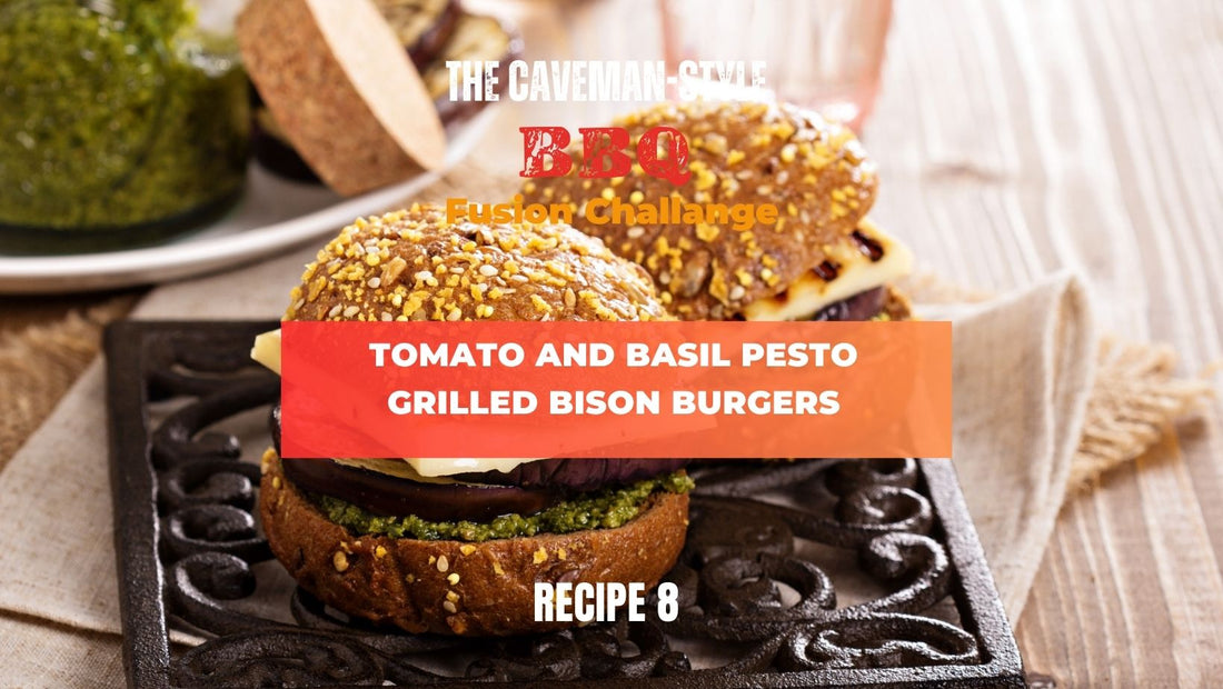 Tomato and Basil Pesto Grilled Bison Burgers